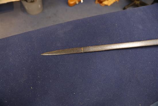 A 17th/18th century Spanish colonial cup-hilted rapier, 34.75in.